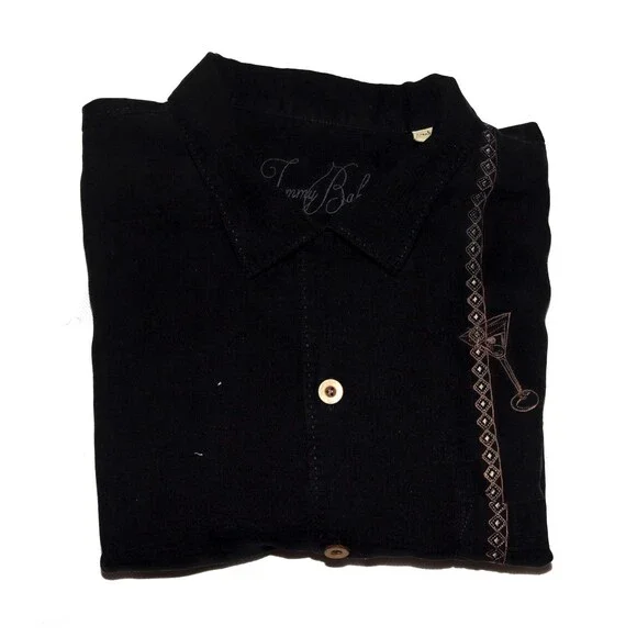Tommy Bahama Men's Short Sleeve Button Front  100% Silk Black Shirt Size Large‎ - Picture 4 of 5